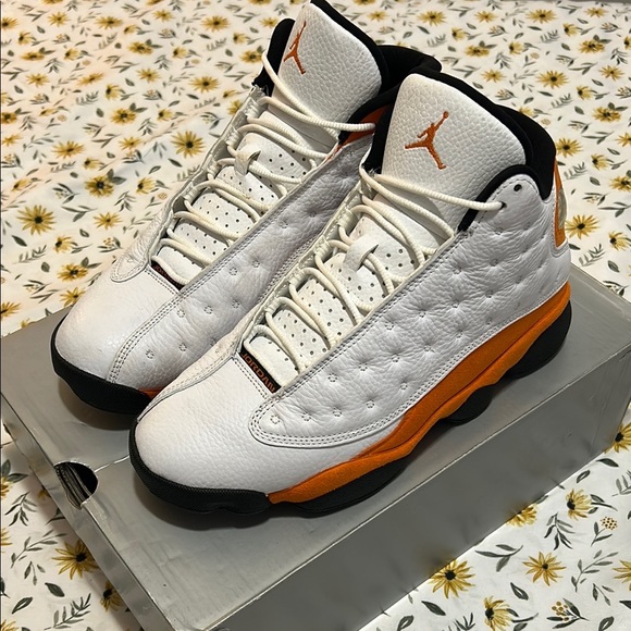 Jordan Retro 13 Starfish Sneakers - White and Orange - Picture 1 of 10
